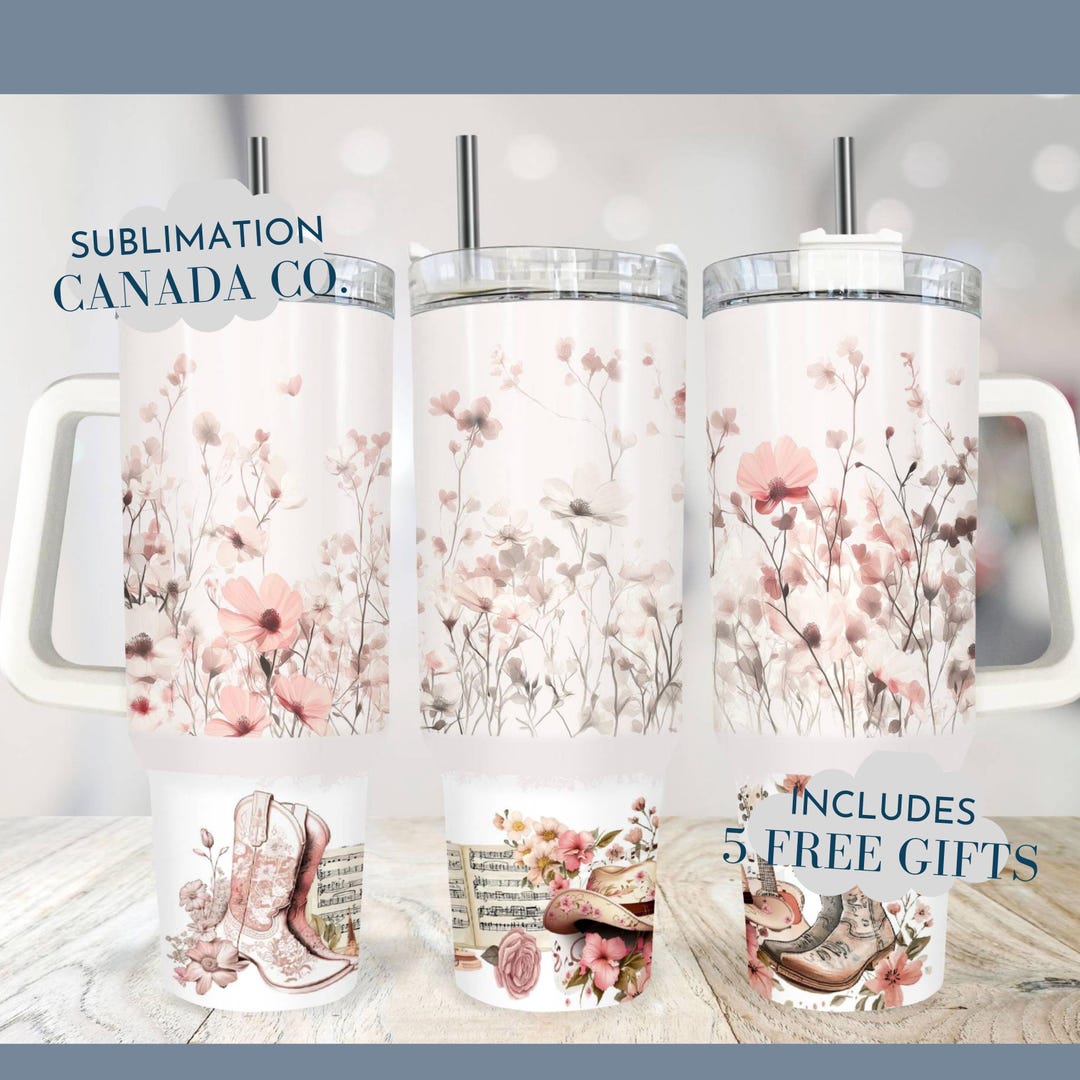 Western Girl 40 Oz Tumbler Wrap,40 Oz Wrap Floral Cowgirl Boots Png ...