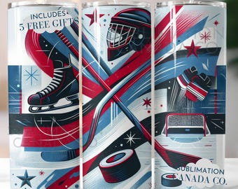 Hockey 20 Oz Tumbler Wrap, Hockey Helmet, Skates, Stick, Puck 20 Oz Wrap Hockey Sublimation Tumbler Design Download DIGITAL ONLY Sports Wrap