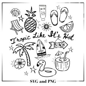 Doodle Design Tropical Png, Beach Life Mug Svg Clipart Vacation Shirt Png Ocean Doodle Svg, Doodle Art Tropical Day Drinking Design Download