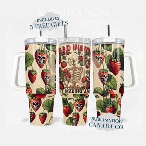 Strawberry 40 Oz Tumbler Wrap  Bundle Spring Wraps Sublimation Digital Download Strawberry PNG Kawaii Floral Coquette Skeleton 40 Oz Wrap