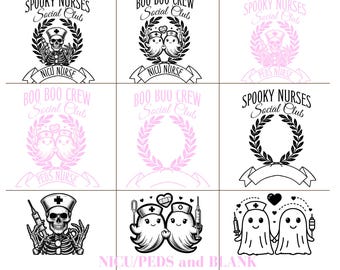 NICU Nurse Halloween Boo Crew Png, PEDS Nurse Halloween Coquette Social Club PNG, Nurse Design Spooky Nurse Neonatal Icu Squad Sublimation