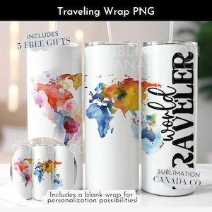 Mapa del mundo Wrap Png 20 Oz Envoltura de viaje personalizable Png Envoltura de vaso de 20 Oz para viajar por el mundo Diseño digital Descarga solo Envoltura de vacaciones Png