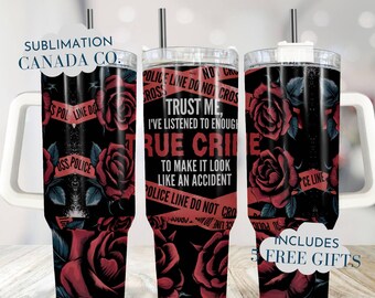 True Crime 40 Oz Tumbler Wrap, 40 Oz Wrap Murder Mystery Book Lover Sublimation Tumbler Download PNG Instant DIGITAL ONLY Crime Podcast Png