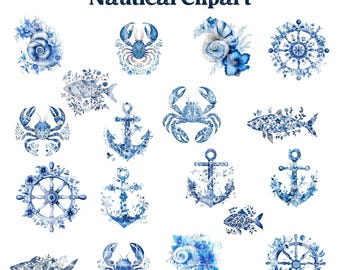 Fischer Ästhetische Clipart Png, Sardine Clipart Png, Blaue Blumen Fischer Designs, Nautische Clipart Png Hummer Clipart, Grand Millenial