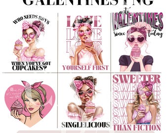 Galentines Png, Valentines Svg, Coquette Aesthetic Galentines Clipart, Funny Cupcake Galentines Tshirt Sublimation,Valentines Affirmations