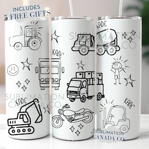 Caminhão de brinquedo para meninos 20 oz Wrap PNG Wraps infantis para personalizar Envoltório de caminhão para meninos personalizado Envoltórios infantis Nome do menino 20 oz Wrap Design Download