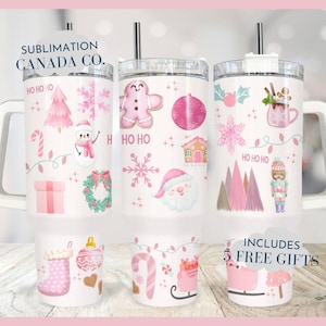 Pink Christmas Designs 40 Oz Tumbler Wrap,40 Oz Wrap Santa Sublimation Tumbler Download DIGITAL ONLY Nutcracker 40 oz Ho Ho Ho Christmas Png