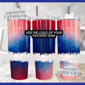 Benutzerdefinierte Sportteam 40 Oz Tumbler Wrap, roter und blauer Fußball, Logo Sublimationsbecher Buffalo Football League Farben Sofort NUR DIGITAL
