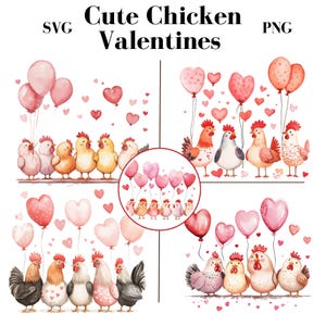 Valentines Chicken Png, Galinha e Galo Valentines, Cute Hen Png, Coração Valentines Design, Cartão de Dia dos Namorados png, Pássaros Digital Download