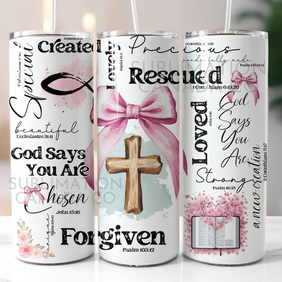 Coquette Christian Affirmation Tumbler Wrap Coquette Bible 20 oz Tumbler Wrap Jesus Wraps for Sublimation 20 Oz Wrap Identity in Christ Png