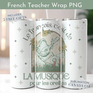French Teacher 20 Oz Tumbler Wrap Png French 20 Oz Tumbler Wrap Digital Design Only Frog Tumbler Wrap French Language Png Wrap Download