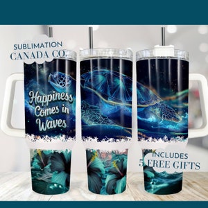 Sea Turtle Ocean 40 Unzen Wrap, Sublimationsdesign-Vorlagen, 40 Unzen PNG Digital Download. Beach Ocean png Herunterladen, 40 Unzen Becher mit Griffdesign