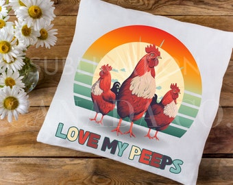 Retro Chicken PNG, Funny Chicken Png, Love My Peeps Svg, Instant Download Chicken File, Funny Chickens Clipart Cute Chicken Lover Jpeg