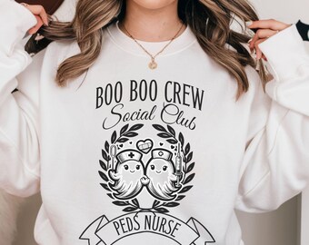 NICU Nurse Halloween Boo Crew Png, PEDS Nurse Halloween Coquette Social Club PNG, Nurse Design Spooky Nurse Neonatal Icu Squad Sublimation