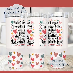 Copo engraçado de 40 oz para sogra, copo de sublimação de 40 oz com alça para filha favorita é minha nora, bônus de design digital de 40 oz