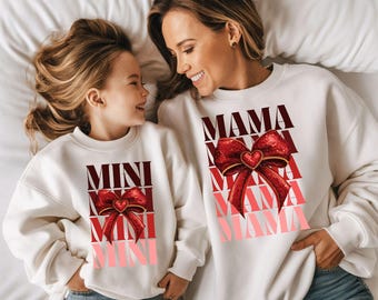 Coquette Mama and Mini Valentines Png, Valentines Mama and Mini Designs, Coquette Valentines Png, Coquette Glitter Bow SVG, Download Only