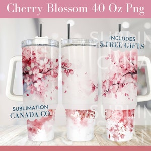 Kirschblüten 40 Oz Tumbler Wrap, 40 Oz Wrap Summertime Cherry Sublimation Tumbler Download PNG Instant DIGITAL NUR Summer Tumbler Wrap