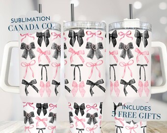 Halloween Bows 40 Oz Tumbler Wrap, 40 Oz Wrap Coquette Halloween Sublimation Tumbler Download PNG Instant DIGITAL ONLY Cute Trendy Halloween