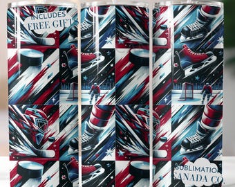 Hockey 20 Oz Tumbler Wrap, Hockey Helmet, Skates, Stick, Puck 20 Oz Wrap Hockey Sublimation Tumbler Design Download DIGITAL ONLY Sports Wrap