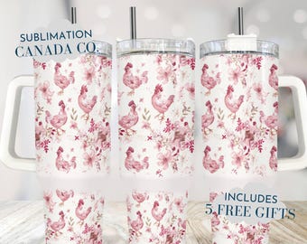 Coquette Chicken 40 Oz Tumbler Wrap, 40 Oz Wrap,Toile Chickens Pattern Tumbler Wrap Sublimation Download PNG Instant DIGITAL ONLY 40 Oz Farm