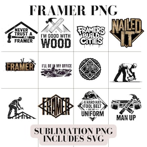 Engraçado Framer Png, Construção Marceneiro Png, Engraçado Homem Carpinteiro SVG Designs, Marceneiro Fabricante Envoltório Sublimação Arquivos, Digital Download Apenas