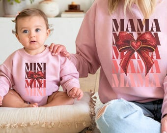 Coquette Mama and Mini Valentines Png, Valentines Mama and Mini Designs, Coquette Valentines Png, Coquette Glitter Bow SVG, Download Only