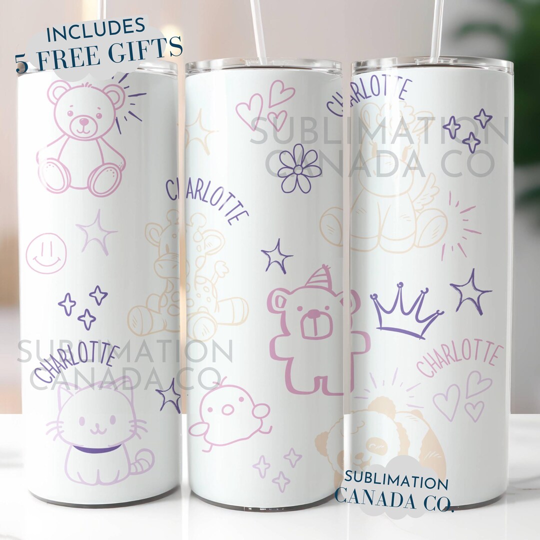 Kids Teddy Bear 20 Oz Tumbler Wrap for Personalizing Cute Kids Stuffy ...