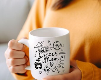Soccer Mom Mug PNG, Doodle Hand Drawn Soccer Png, Soccer Mama SVG,Instant Digital Download Only,Doodle Art Soccer Png, Soccer Mom Mug Design