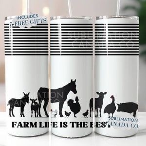Farm Animal Tumbler Wrap, 20 Unzen Skinny Sublimationsbecher Design, Farmer Sublimation Wrap, Landwirtschaft Kuh Schaf Schwein Huhn PNG Downloads