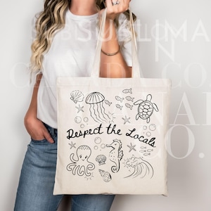 Doodle Design Respect the Locals Png Beach Life Svg Clipart Vacation Shirt Png Ocean Doodle Svg, Doodle Tropical Sea Life Design Download