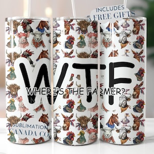 Farm Animal Tumbler Wrap, 20 Unzen Skinny Sublimationsbecher Design, lustige WTF Sublimation Wrap, Landwirtschaft Kuh Schaf Schwein PNG Downloads