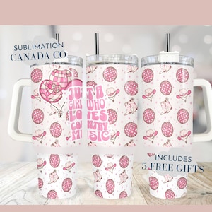 Solo una ragazza che ama la musica country 40 Oz Tumbler Wrap, stivali da cowgirl retrò png Coquette Guitar Sublimation Tumbler Scarica PNG SOLO DIGITALE
