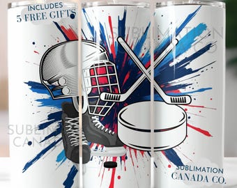 Hockey 20 Oz Tumbler Wrap, Hockey Helmet, Skates, Stick, Puck 20 Oz Wrap Hockey Sublimation Tumbler Design Download DIGITAL ONLY Sports Wrap