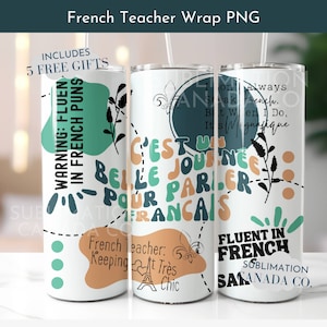 Professeur de français 20 oz papier d'emballage Png Français 20 oz papier d'emballage papier peint numérique Design drôle de verre français papier wrap téléchargement png