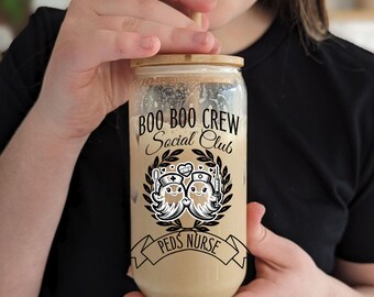 NICU Nurse Halloween Boo Crew Uv DTF, Peds Nurse Halloween Coquette Social Club PNG, Nurse Spooky Nurse Neonatal Icu Squad 20 Oz Tumbler Png