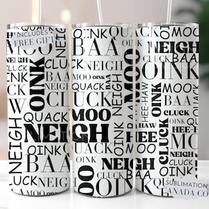 Farm Animal Tumbler Wrap, 20 Unzen Skinny Sublimationsbecher Design, Farmer Sublimation Wrap, Landwirtschaft Kuh Schaf Schwein Huhn PNG Downloads