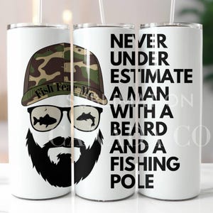 Pescador SVG, Pesca divertida y barbas Png, Adicto a la pesca Png, Archivos de sublimación de envoltura de vaso de pesca, Descarga digital de peces y barbas