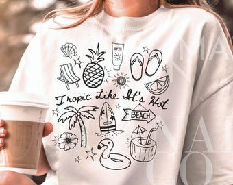 Doodle Design Tropical Png, Beach Life Mug Svg Clipart Vacation Shirt Png Ocean Doodle Svg, Doodle Art Tropical Day Drinking Design Download