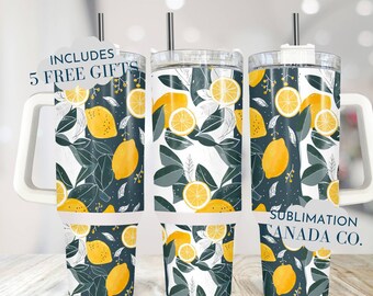 Lemon 40 Oz Tumbler Wrap, 40 Oz Wrap Summer Tumbler Wrap,Lemon Sublimation Design Digital Download PNG Instant DIGITAL ONLY Lemons  Wrap