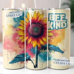 Bee Affirmation Tumbler Wrap, 20oz Skinny Sublimation Tumbler Design, Inspirational Sublimation Wrap, Watercolor Bee Tumbler PNG Downloads