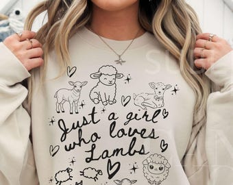 Lamb Farmer PNG, Doodle Hand Drawn Lambs Svg, Farm Girl SVG, Instant Digital Download Only,Doodle Art Sheep Png,Just a Girl Who Loves Design