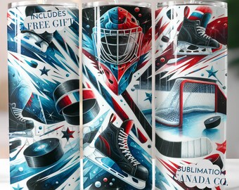 Hockey 20 Oz Tumbler Wrap, Hockey Helmet, Skates, Stick, Puck 20 Oz Wrap Hockey Sublimation Tumbler Design Download DIGITAL ONLY Sports Wrap