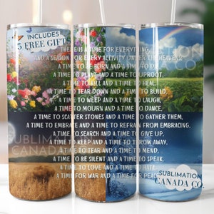 Emballage pour gobelet chrétien Png 20 oz Une saison pour tout Emballage Design numérique uniquement Emballage pour la Bible Téléchargement Emballage pour gobelet ecclésiastique 20 oz