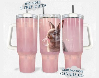 Paashaas 40 Oz Tumbler Wrap, 40 Oz Wrap Roze Pasen Sublimatie Tumbler Design Digitale Download PNG Instant DIGITAAL ALLEEN Lente