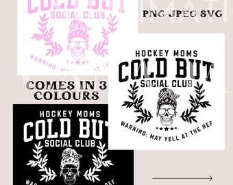 Mamá de hockey PNG, Club social de mamás de hockey frías pero SVG Hockey jpeg, Descarga digital instantánea únicamente, Hockey divertido PNG, Esqueleto deportivo de línea lateral