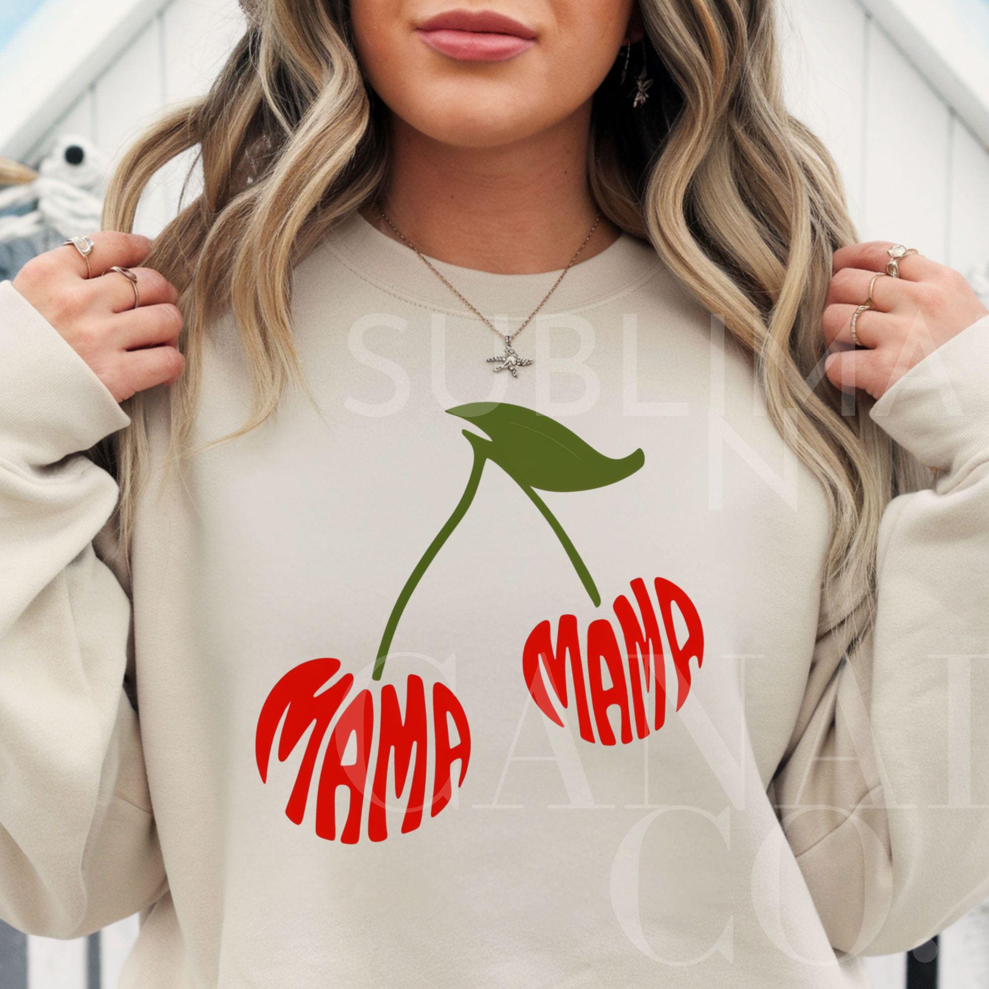Cherry Aesthetic Mama and Mini Png Mommy and Me Fruit Cherries Svg