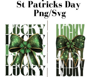 Coquette St Patricks Day Png, Lucky Bow Svg, St Patrick's Bow Clipart, Lucky Png, Clover Bow SVG, St Patrick Day Shirt Digital Download Only