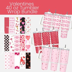 Valentines Day Tumbler Wrap Png Bundle, Coquette Pink Valentines Designs 40 Oz Tumbler Wrap, 40 Oz Tumbler Wrap Sublimation Download Only