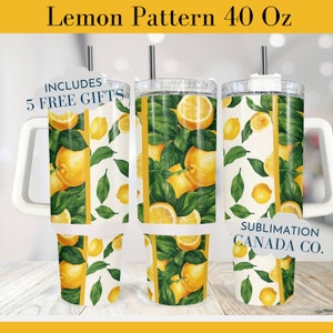 Lemon 40 Oz Tumbler Wrap, 40 Oz Wrap Summer Tumbler Wrap,Lemon Sublimation Design Digital Download PNG Instant DIGITAL ONLY Lemons  Wrap