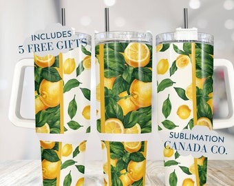 Lemon 40 Oz Tumbler Wrap, 40 Oz Wrap Summer Tumbler Wrap,Lemon Sublimation Design Digital Download PNG Instant DIGITAL ONLY Lemons  Wrap
